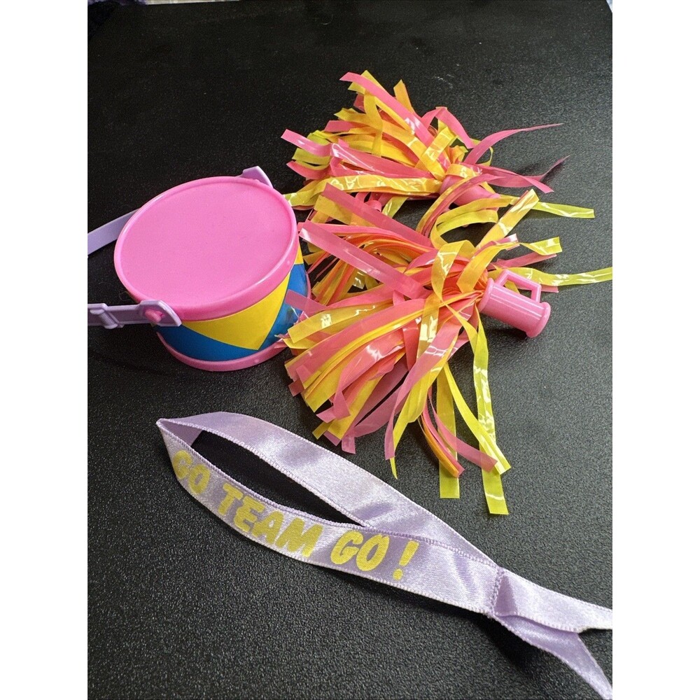 Barbie‎ Cheerleader Set: Sash, Pom-poms, Drum Vintage